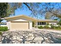 Charming single-Gathering home with a two-car garage, a well-manicured lawn, and a welcoming green front door at 3399 Maple Ne St, St Petersburg, FL 33704