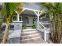 Inviting front porch featuring decorative fern and steps with an exterior painted in a calming gray tone at 311 W Chelsea St, Tampa, FL 33603