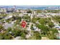 Aerial view of the neighborhood showcasing the home's location near downtown Clearwater and the waterfront at 907 Jones St, Clearwater, FL 33755