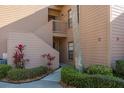 Entrance to a condo with stairs leading to the main level, siding, and a view of the front yard at 351 Windrush Loop, Tarpon Springs, FL 34689