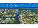 Community aerial view showing direct boating access to the Gulf of Mexico at 5024 Cedarbrook Ln, Hernando Beach, FL 34607