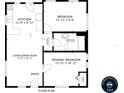 Here is the floor plan of the home, showcasing the layout of the kitchen, bedrooms, bathroom and living spaces at 3425 E Powhatan Ave, Tampa, FL 33610