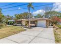 A well-maintained single-story home featuring a manicured lawn, mature landscaping, and a concrete driveway at 834 Riverside Dr, Tarpon Springs, FL 34689