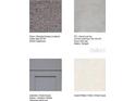 Selection of interior finish samples, featuring carpet, tile, cabinetry, and quartz at 13336 Tropical Breeze Way, Hudson, FL 34669