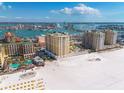 Gorgeous aerial view of beachfront condo with luxurious amenities and stunning views of the city at 11 Baymont St # 1403, Clearwater Beach, FL 33767