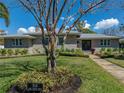 Beautiful stone house with mature landscaping, sidewalk, and a well-manicured green lawn at 524 Park S St, St Petersburg, FL 33707