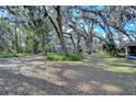 Spacious backyard with mature trees and garden at 13908 Paradise Ln, Dade City, FL 33525