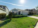 Beautiful single-story home with lush front lawn and landscaping, set beneath a clear blue sky at 11218 Creek Haven Dr, Riverview, FL 33569