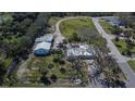 An aerial view showcases the property's expansive lot, surrounding greenery, and proximity to the neighborhood at 1019 Canal St, Ruskin, FL 33570