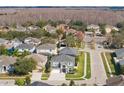 Aerial view of a neighborhood showcasing the home's prime location and surrounding mature trees at 3654 Beneraid St, Land O Lakes, FL 34638