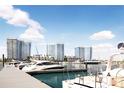 The marina shows multiple yachts docked with high rise buildings in the background at 5120 Marina Way # 21206, Tampa, FL 33611