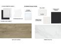 Interior selections showcasing flooring, countertop, cabinet, backsplash, and paint color options at 322 Holly Bank Ave, Nokomis, FL 34275