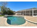 Inviting kidney-shaped pool and spacious patio that has a screened-in lanai at 8448 Flagstone Dr, Tampa, FL 33615