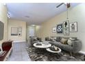 Inviting living room with neutral walls, stylish furnishings, and an eye-catching rug creates a cozy atmosphere at 6255 Osprey Lake Cir, Riverview, FL 33578