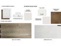 Selection of interior finishes with white perimeter cabinets, marble backsplash, white countertops, and brown wood tile at 306 Holly Bank Ave, Nokomis, FL 34275
