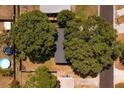 Overhead aerial view of home showing mature landscaping, backyard pool, and surrounding neighborhood at 6690 33Rd N Ave, St Petersburg, FL 33710