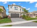 Charming two-story home with manicured lawn, beautiful landscaping, and paved driveway at 3107 Mountain Spruce Ter, Wesley Chapel, FL 33543