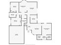 Detailed floor plan showcasing the layout of bedrooms, bathrooms, kitchen, living spaces, and garage at 8137 Greenside Ln, Hudson, FL 34667
