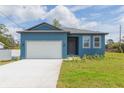 Charming blue single-story home with a well-maintained lawn and a paved driveway at 9510 Xenia St, New Port Richey, FL 34654