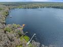 Scenic aerial view showcasing the beautiful lake and the lush, green landscape surrounding the waterfront properties at 6302 Fitzgerald Rd, Odessa, FL 33556