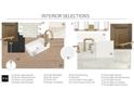 Selection of designer finishes, including kitchen cabinets, hardware, countertops, and bathroom fixtures at 19469 Autumn Oak Ln, Brooksville, FL 34601
