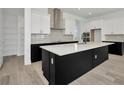 Bright kitchen featuring a large island, stainless hood vent, and modern cabinetry at 32347 Wetland Bird Vw, San Antonio, FL 33576