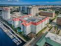 Stunning aerial view of a condominium complex, showcasing the impressive architecture and waterfront location at 700 S Harbour Island Blvd # 204, Tampa, FL 33602