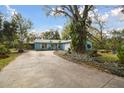 Charming light blue single story home with lush landscaping and large trees at 22002 Darley Pl, Land O Lakes, FL 34639