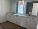 Bathroom featuring a double vanity with modern hardware and fixtures at 28740 Jujube Rd, Wesley Chapel, FL 33543
