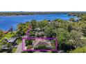 Desirable lakeside property featuring lush greenery and an expansive single-story home with screened lanai at 12010 Hardaman Pl, Tampa, FL 33618