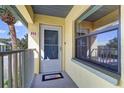 A welcoming unit entrance featuring unit number, a sturdy screen door, and a glimpse of palm trees outside at 6125 113Th St # 515, Seminole, FL 33772