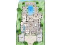 Detailed floor plan showcasing the home's layout, pool, multiple bedrooms, kitchen, and living spaces at 1 Avonwood, Tampa, FL 33625