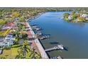Stunning aerial view of waterfront homes with boat docks lining the canal, with palm trees at 360 22Nd Ne Ave, St Petersburg, FL 33704