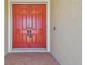 Inviting double front doors offer a warm entrance to the home at 7309 Night Heron Dr, Land O Lakes, FL 34637