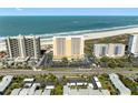 Amazing ocean view high-rise condos with easy beach access, visible from an elevated aerial view at 1270 Gulf Blvd # 905, Clearwater Beach, FL 33767