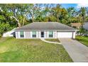 Attractive single-story home with well-manicured lawn, and a two-car garage at 13911 Briardale Ln, Tampa, FL 33618
