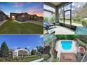 This is a collage of community ammenities including a pool, clubhouse, lanai, and a basketball court at 31818 Blythewood Way, Wesley Chapel, FL 33543