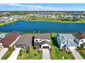 Aerial view of a home located on a large pond in a well-planned residential community at 8337 Abalone Loop, Parrish, FL 34219