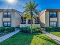 Attractive condo complex with a palm tree and well-manicured bushes under a bright, sunny sky at 226 Woodlake Wynde, Oldsmar, FL 34677