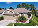 Attractive home showcasing a well-maintained lawn, mature landscaping, and an inviting entrance at 23717 Coral Ridge Ln, Land O Lakes, FL 34639