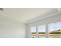 Bright room with decorative ceiling trim, three windows with lake views and lots of natural light at 35593 Stableton Ln, Zephyrhills, FL 33541