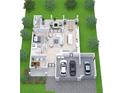Open-concept first floor featuring a living area, dining space, kitchen, study and three-car garage at 3904 W Vasconia St, Tampa, FL 33629
