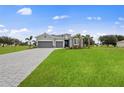Attractive single-story home with stone accents, a two-car garage, and lush green lawn at 24041 Peppercorn Rd, Punta Gorda, FL 33955