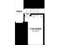Layout of a one-car garage with entry, porch, and staircase at 17420 Moonflower Dr # 202, Venice, FL 34293