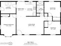 Detailed floor plan showcasing the layout of the home including bedrooms, kitchen, living room and laundry area at 8871 94Th St, Seminole, FL 33777