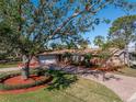 Charming brick home featuring a brick driveway, well-manicured lawn, and mature shade trees at 6804 Sea Gull S Dr, St Petersburg, FL 33707