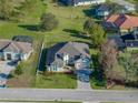 Beautiful aerial view of a single-Gathering home with lush green lawns and mature trees at 34411 Sahalee Loop, Dade City, FL 33525