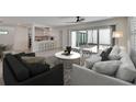 Sunlit living room features sliding glass doors to outdoor patio, seamlessly blending indoor and outdoor living at 370 S Woodlands Dr, Oldsmar, FL 34677