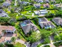 Beautiful aerial view showcasing the home's landscaped yard, swimming pool and neighborhood at 16318 Palmettoglen Ct, Lithia, FL 33547