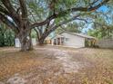 Expansive front yard featuring a mature tree and a single-story home with classic detailing at 106 Grove St, Brandon, FL 33510
